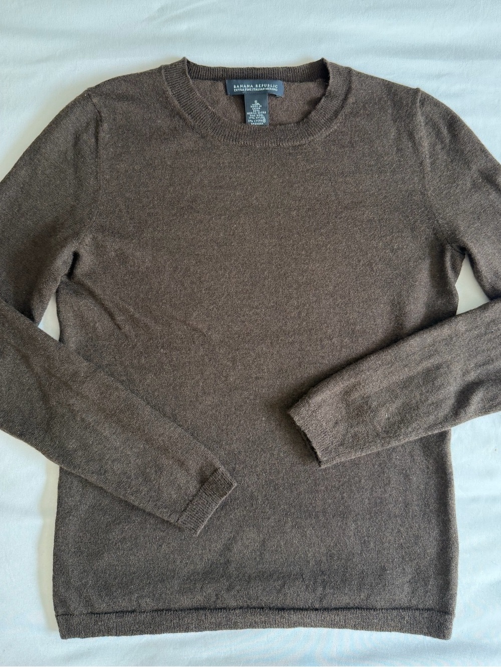 VTG 2006 Banana Republic Chocolate Brown Merino Wool Blend Crew Neck Sweater